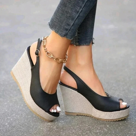 New Korean Summer Style Sexy & Comfortable Fish Mouth Wedge Heels With - Picture 2 of 8